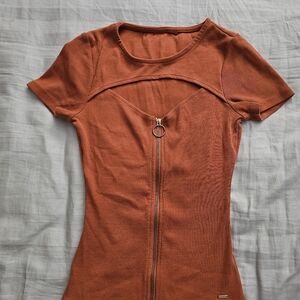 Guess Women Top Burnt Orange Size Small